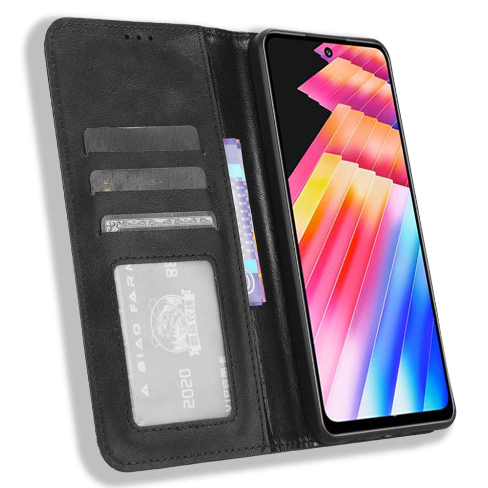 For Infinix Hot 30 X6831 PU Leather Flip Folio Case Retro Texture Stand Wallet Magnetic Cell Phone Cover