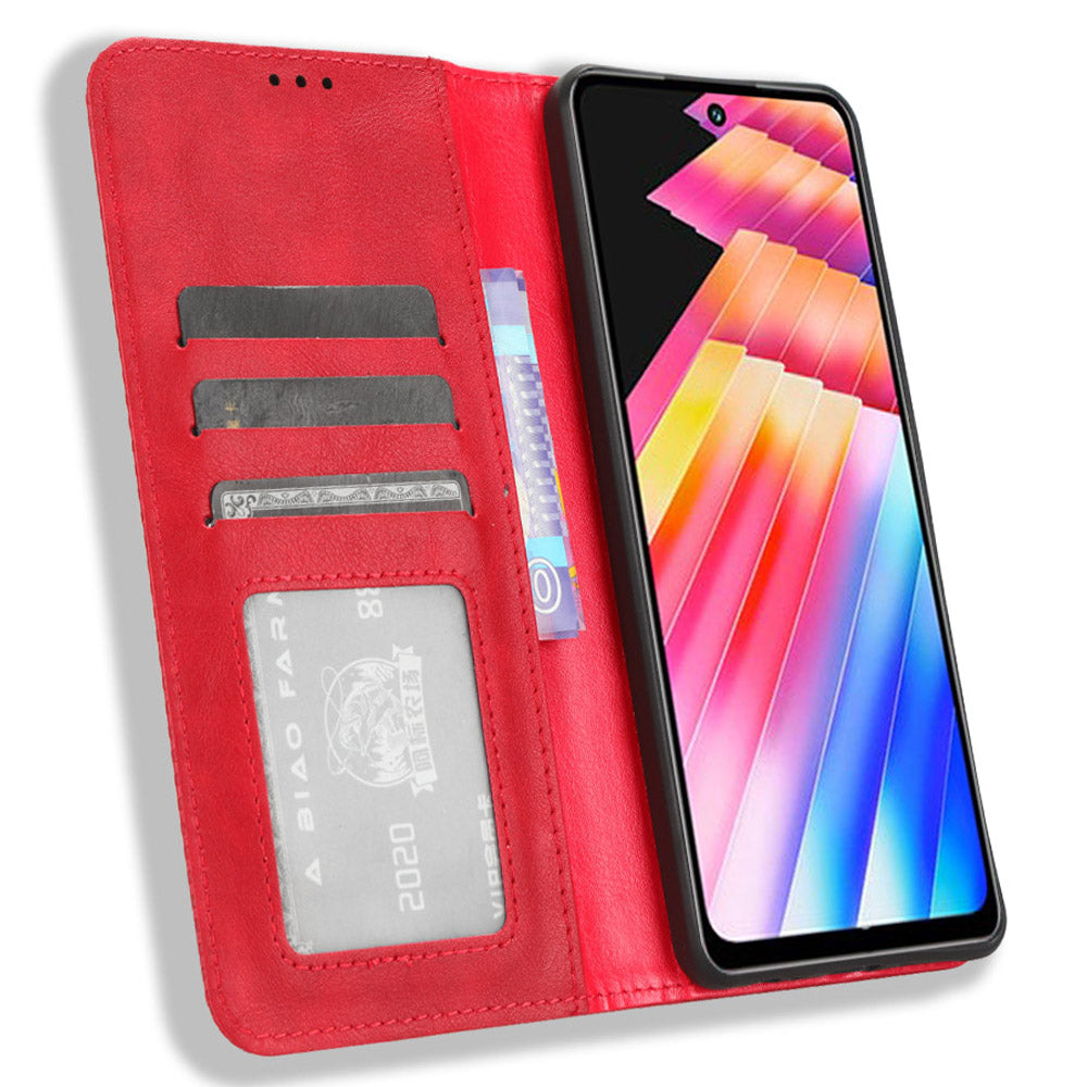 For Infinix Hot 30 X6831 PU Leather Flip Folio Case Retro Texture Stand Wallet Magnetic Cell Phone Cover