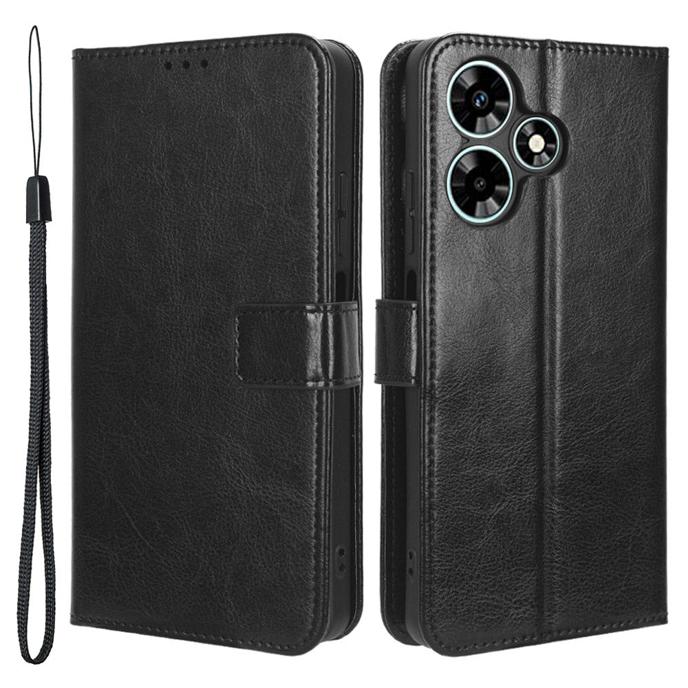For Infinix Hot 30 Play Crazy Horse Texture Protective Stand Shell PU Leather Wallet Phone Case