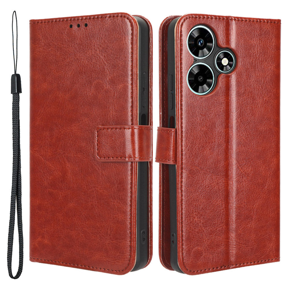 For Infinix Hot 30 Play Crazy Horse Texture Protective Stand Shell PU Leather Wallet Phone Case