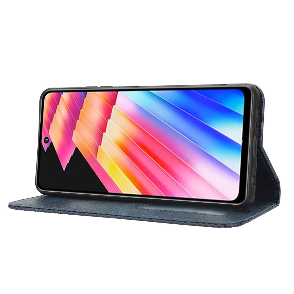 For Infinix Hot 30 Play Retro PU Leather Phone Case Folio Stand Wallet Protective Shell