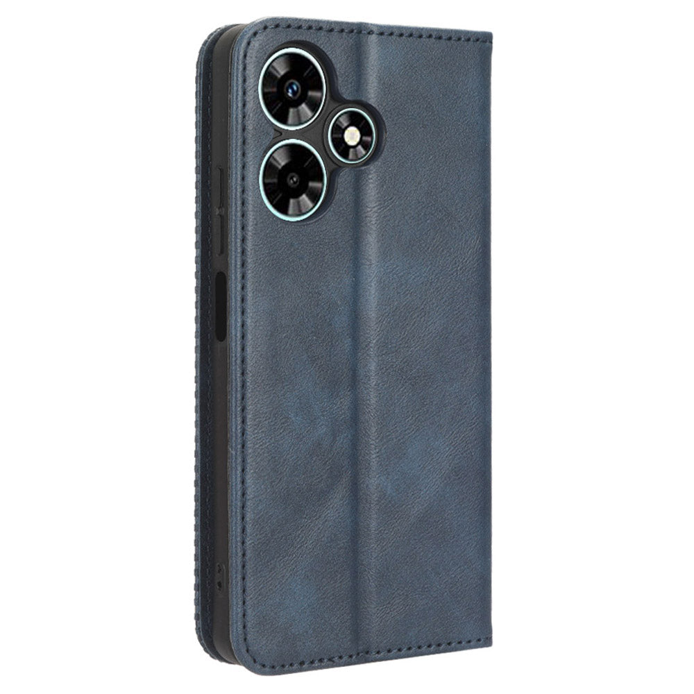 For Infinix Hot 30 Play Retro PU Leather Phone Case Folio Stand Wallet Protective Shell