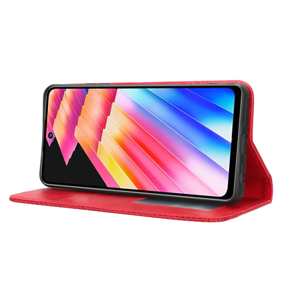 For Infinix Hot 30 Play Retro PU Leather Phone Case Folio Stand Wallet Protective Shell