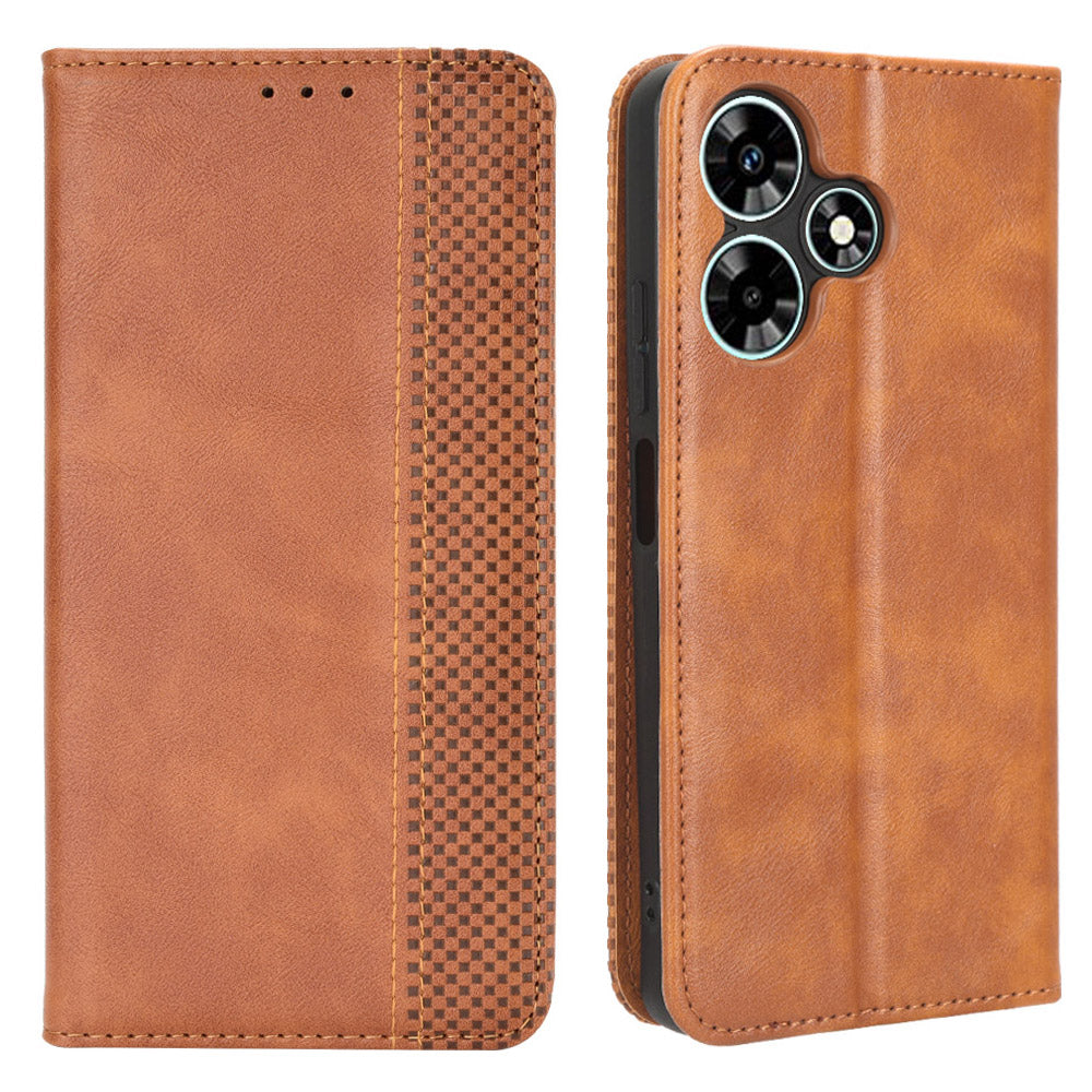 For Infinix Hot 30 Play Retro PU Leather Phone Case Folio Stand Wallet Protective Shell