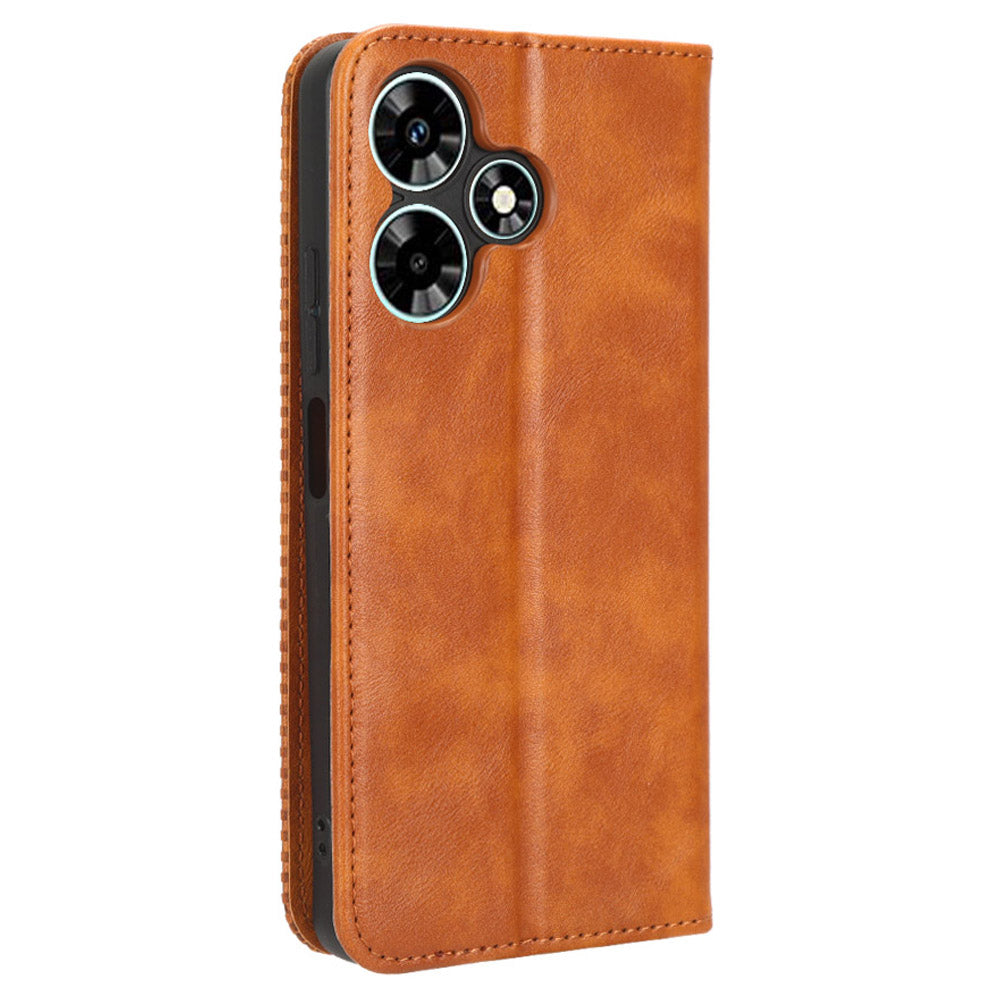 For Infinix Hot 30 Play Retro PU Leather Phone Case Folio Stand Wallet Protective Shell