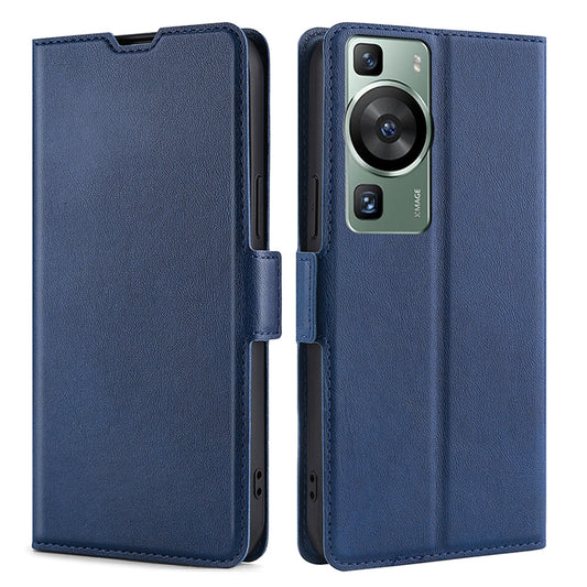 Shockproof Phone Case for Huawei P60 / P60 Pro PU Leather Anti-Drop Flip Cover with Card Slot Stand