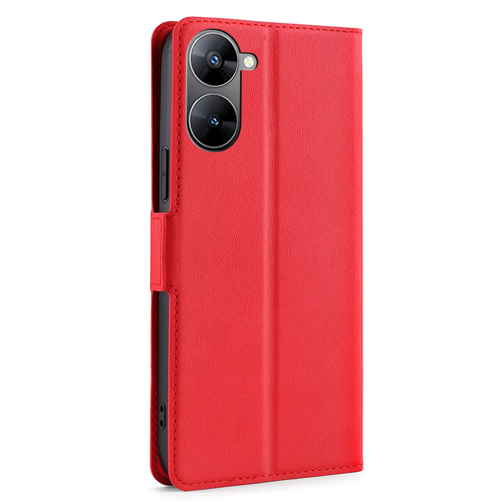 Phone Case for Realme V30 5G / V30t Shockproof PU Leather Flip Stand Card Slot Protective Cover