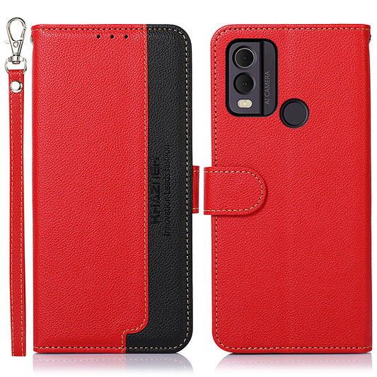 KHAZNEH For Nokia C22 RFID Blocking PU Leather Phone Case Litchi Texture Wallet Stand Cover