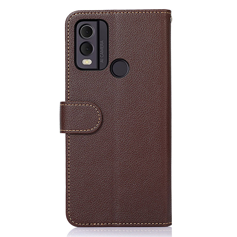 KHAZNEH For Nokia C22 RFID Blocking PU Leather Phone Case Litchi Texture Wallet Stand Cover