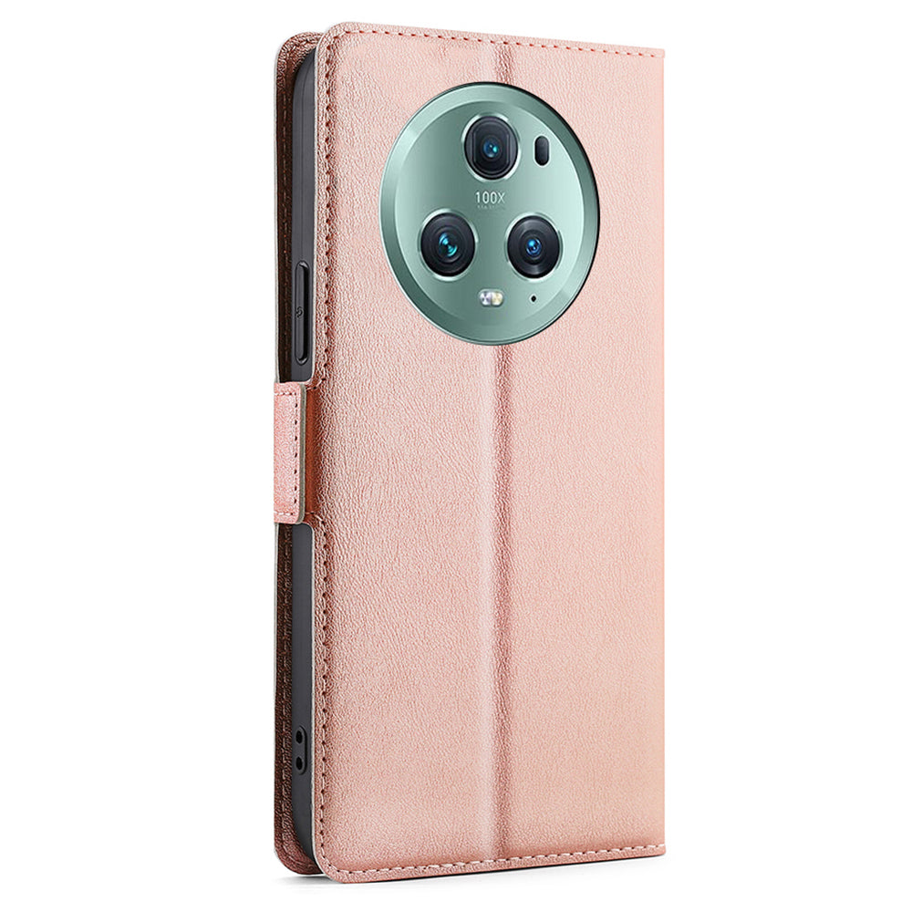 For Honor Magic5 Pro Stand Phone Case PU Leather + TPU Card Holder Cover