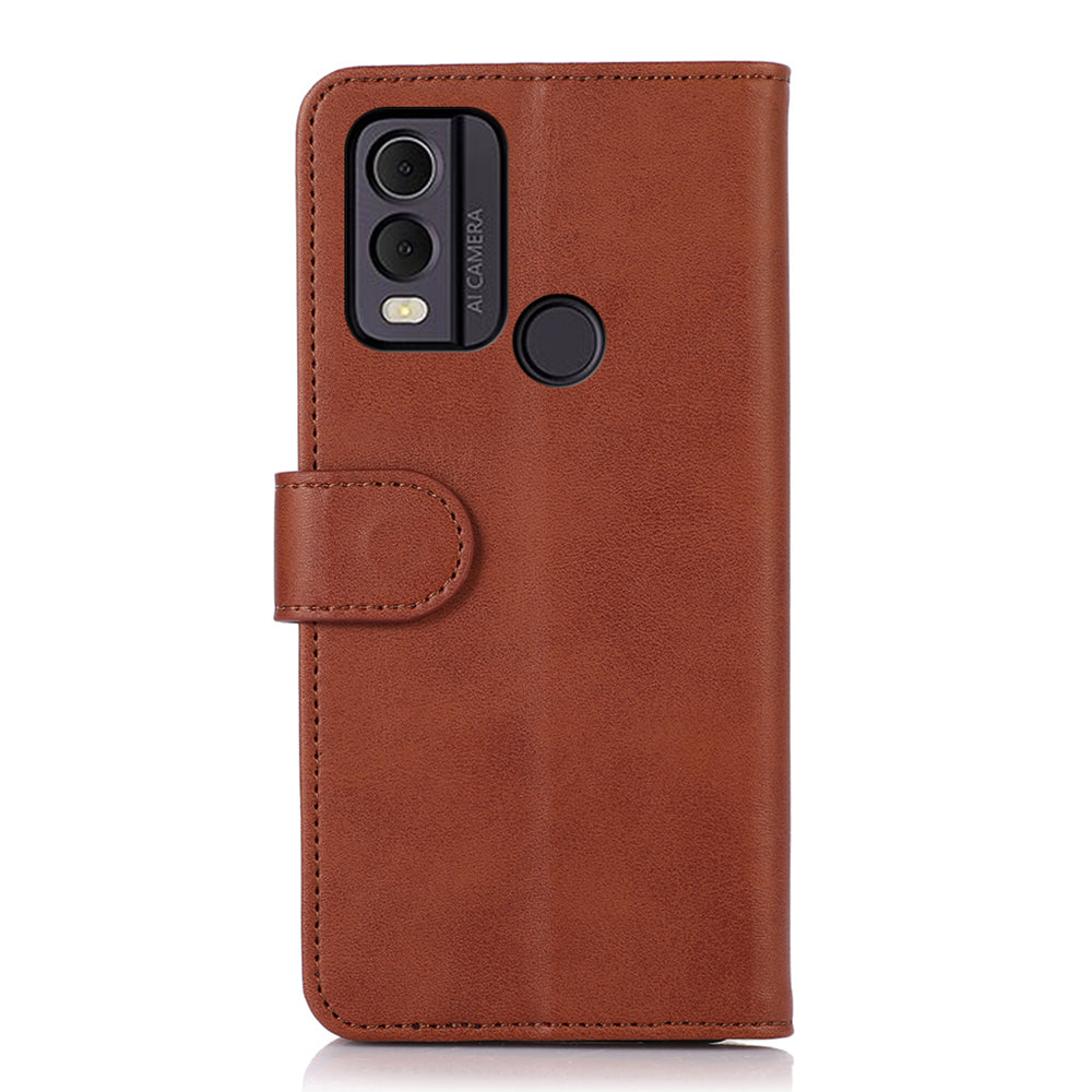 Wallet Phone Case for Nokia C22 Anti-Drop Cowhide Texture Leather Stand Cover