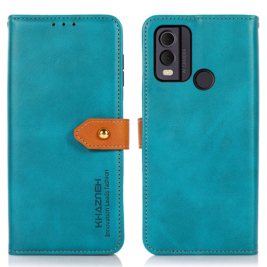 KHAZNEH For Nokia C22 PU Leather Wallet Phone Case Gold Button Magnetic Stand Cover