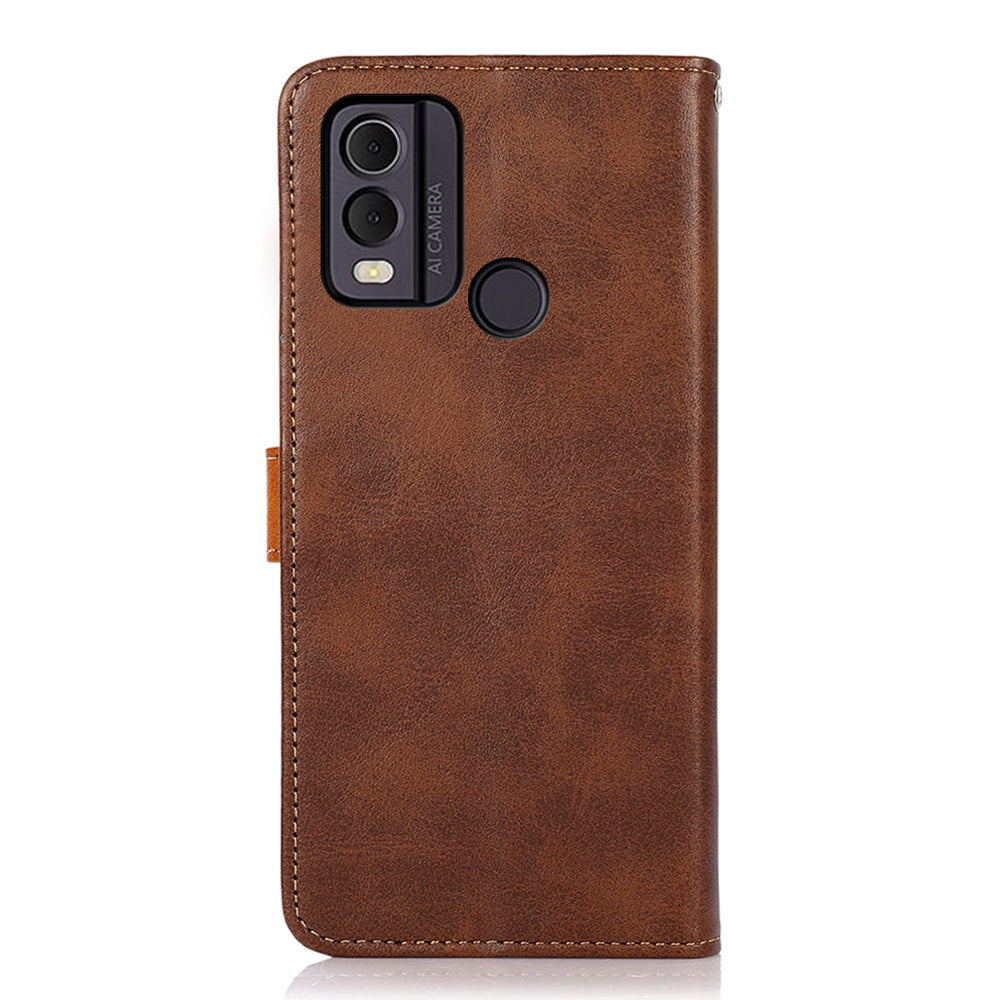 KHAZNEH For Nokia C22 PU Leather Wallet Phone Case Gold Button Magnetic Stand Cover