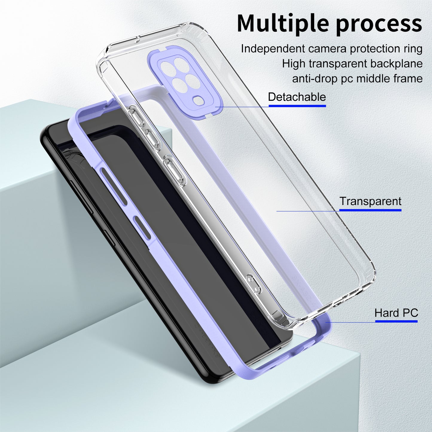 For Xiaomi Redmi Note 9S 4G / Note 9 Pro 4G Case 3-in-1 TPU PC Phone Cover with PC Camera Frame