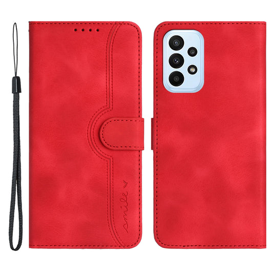 YX003 For Samsung Galaxy A73 5G PU Leather Wallet Phone Stand Case Imprinted Smile Pattern Cell Phone Cover