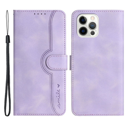 YX003 For iPhone 14 Pro Max Imprinted Smile Pattern Phone Case PU Leather Wallet Stand Cover