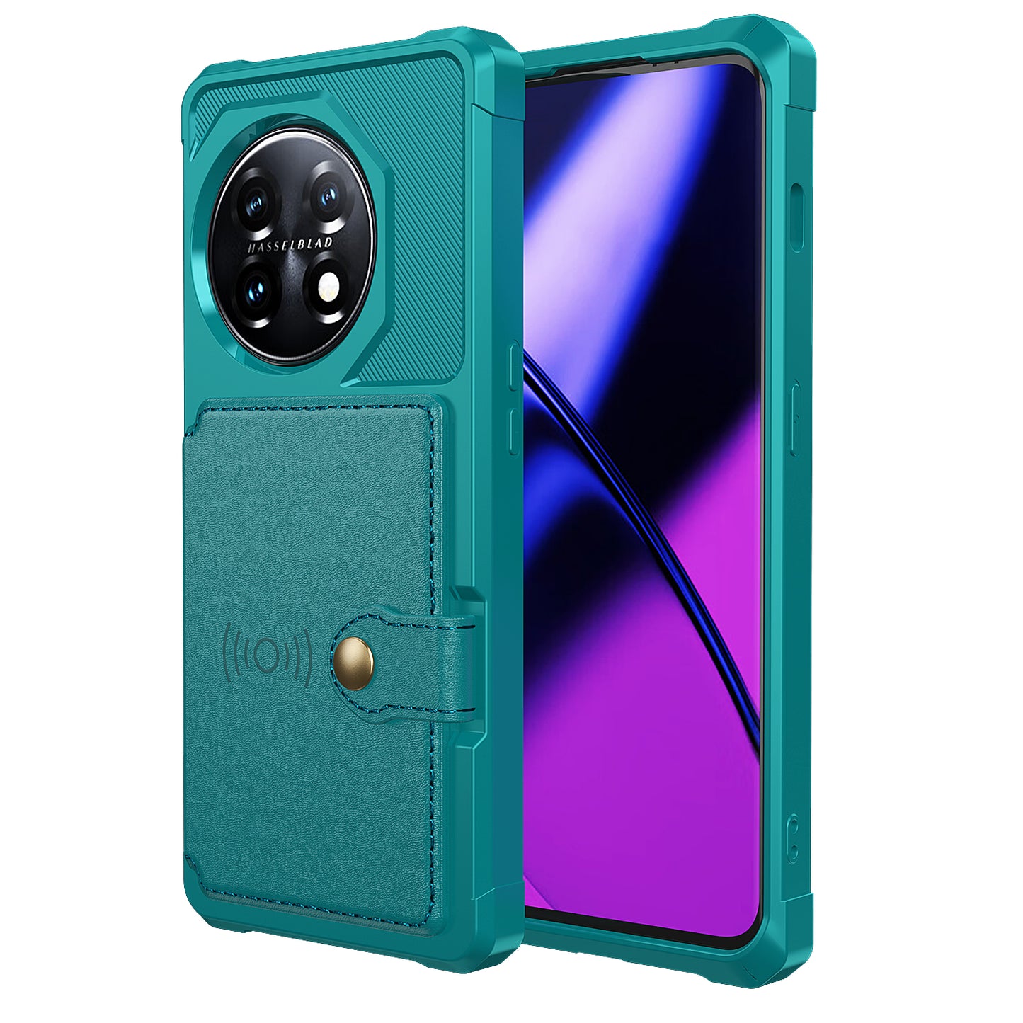 ZM03 For OnePlus 11 5G Shockproof Case PU Leather Coated TPU Phone Cover with Card Holder, Kickstand