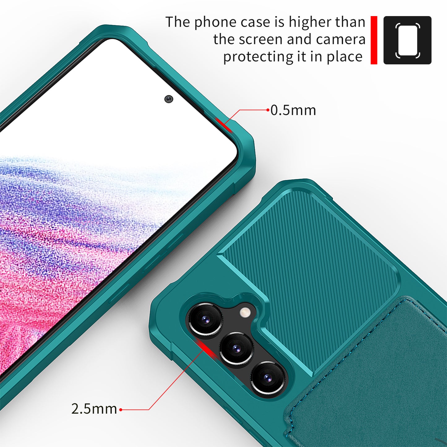 ZM03 For Samsung Galaxy A34 5G Kickstand Case PU Leather Coated TPU Phone Shell with Card Holder