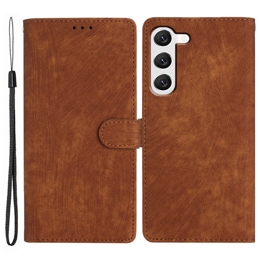For Samsung Galaxy S23 Solid Color Leather Wallet Protective Cover Skin-touch Stand Phone Case