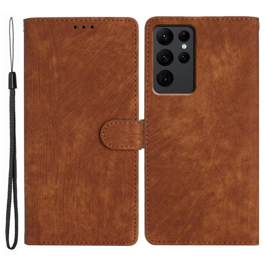 For Samsung Galaxy S23 Ultra Leather Wallet Full Protection Cover Skin-touch Stand Phone Case