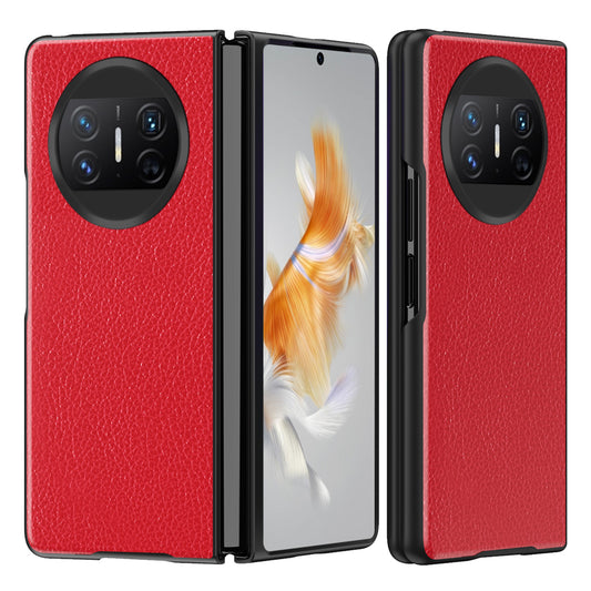 For Huawei Mate X3 5G Folding Phone Case Litchi Texture PU Leather Coated PC Phone Shell Cover