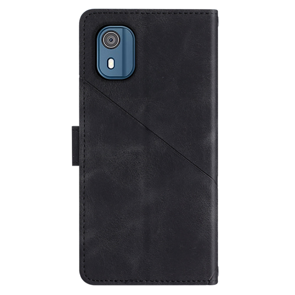 PT005 YB Imprinting Series-6 for Nokia C02 Anti-Dust Phone Cover Leather Wallet Stand Skin-Touch Phone Case