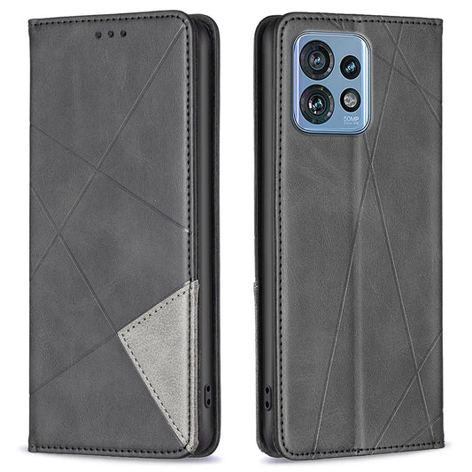 For Motorola Edge 40 Pro 5G / Moto X40 5G Imprinting Pattern PU Leather Card Holder Splicing Phone Stand Cover