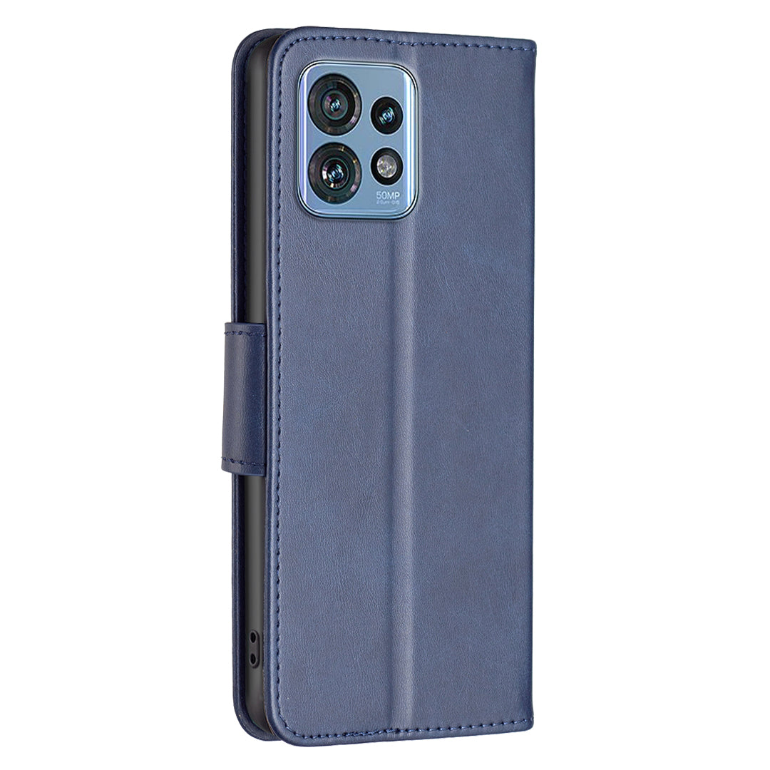 For Motorola Edge 40 Pro 5G / Moto X40 5G Solid Color Wallet Shell Textured PU Leather Stand Phone Case