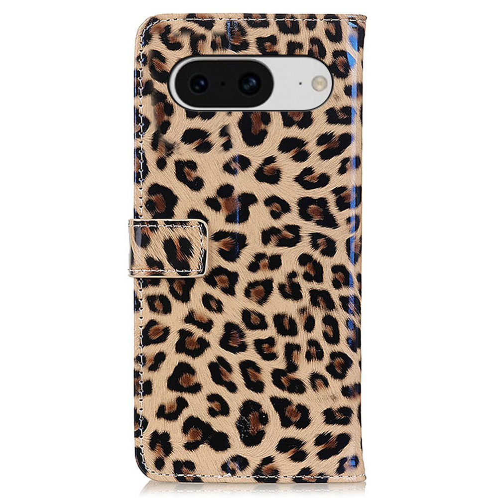 For Google Pixel 8 PU Leather Phone Case Leopard Pattern Folio Stand Wallet Protective Cover