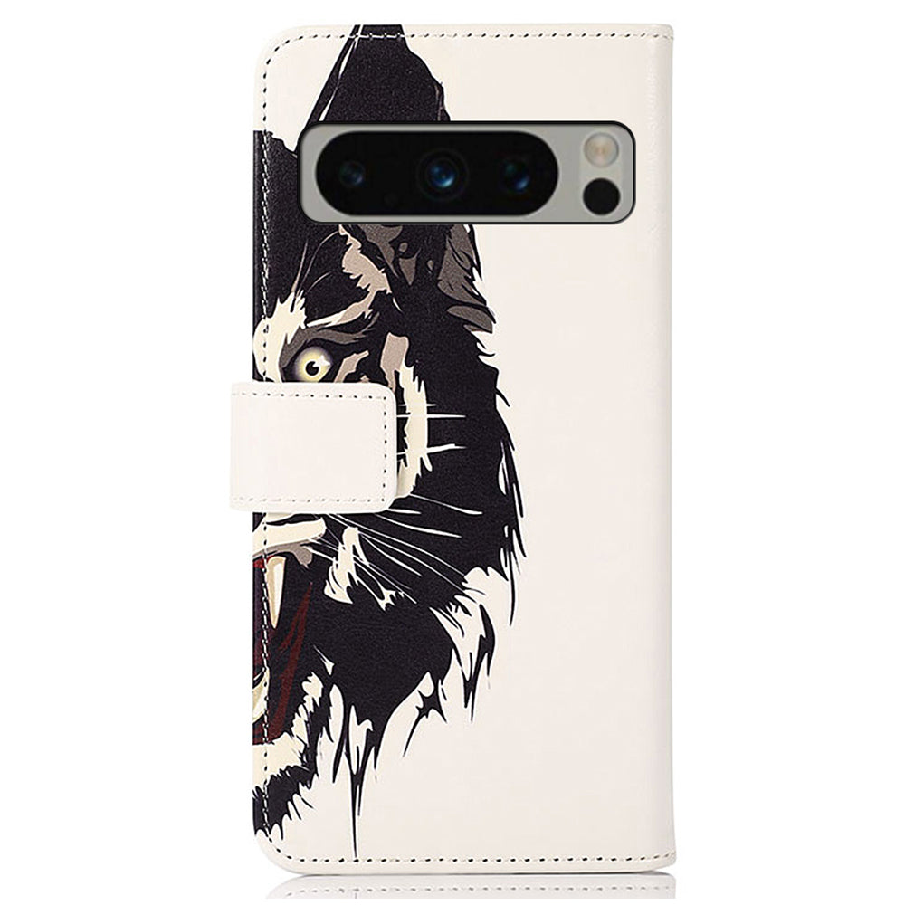 Leather Phone Case for Google Pixel 8 Pro , Stand Wallet Pattern Printing Phone Cover Shell