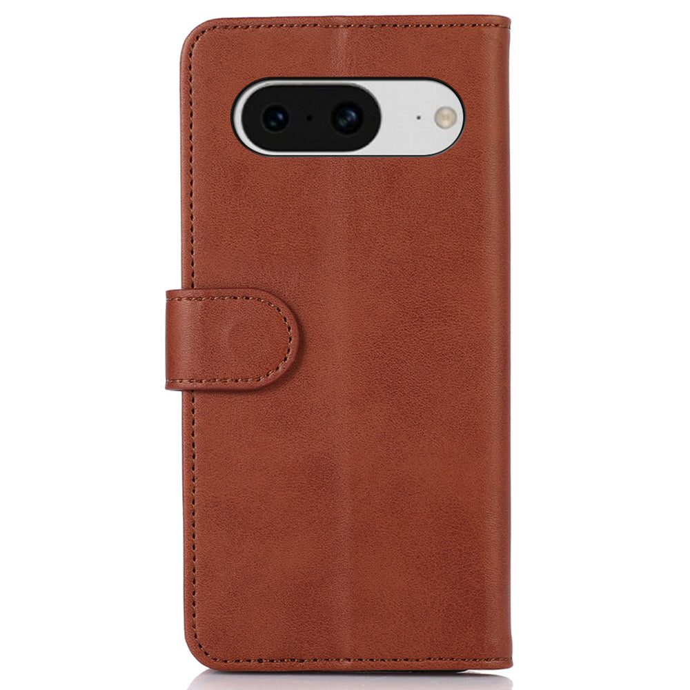PU Leather Phone Case for Google Pixel 8 , Cowhide Texture Protective Cover with Stand Wallet