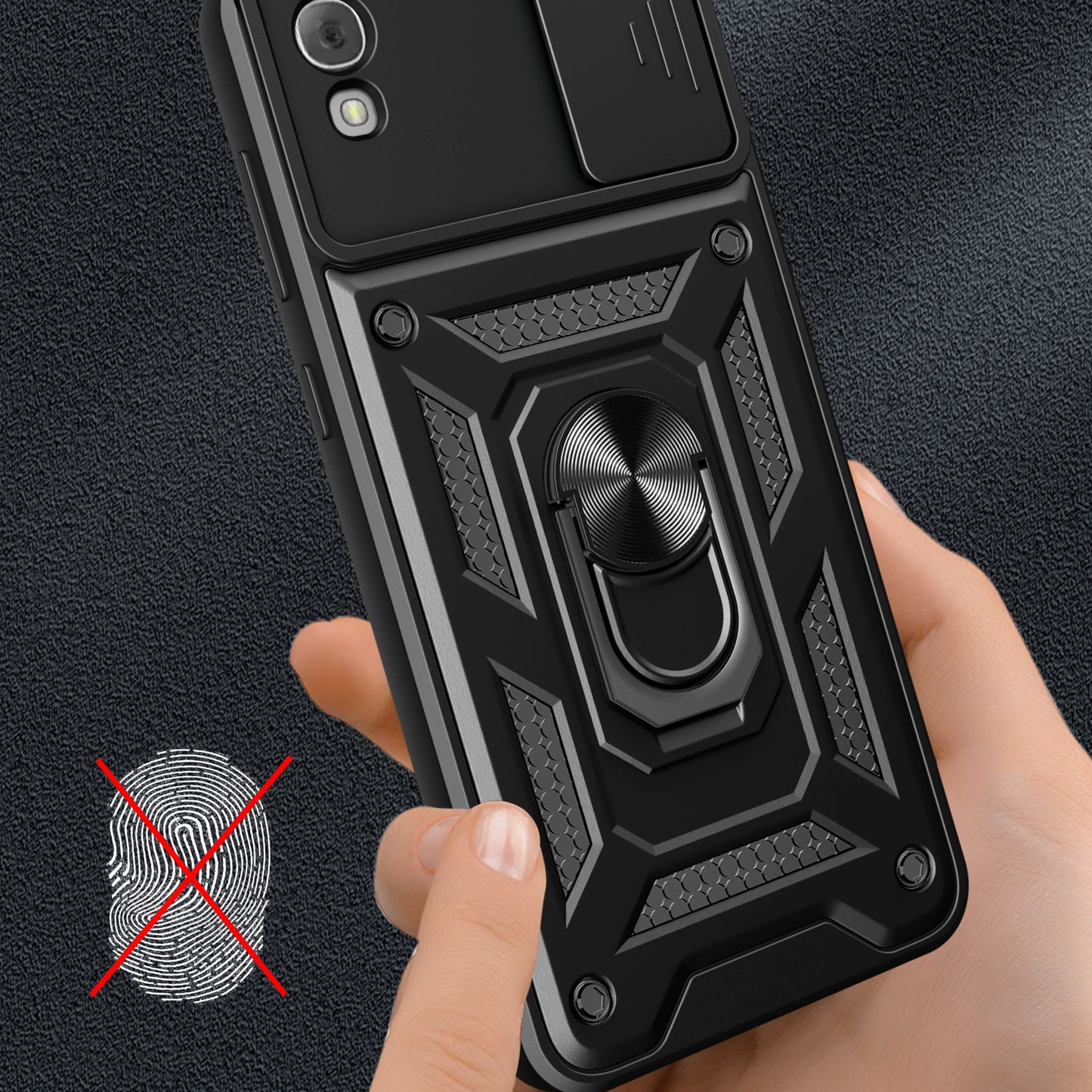 Anti-Scratch Kickstand PC+TPU Phone Case for TCL 30 Z Slide Lens Protection Cover