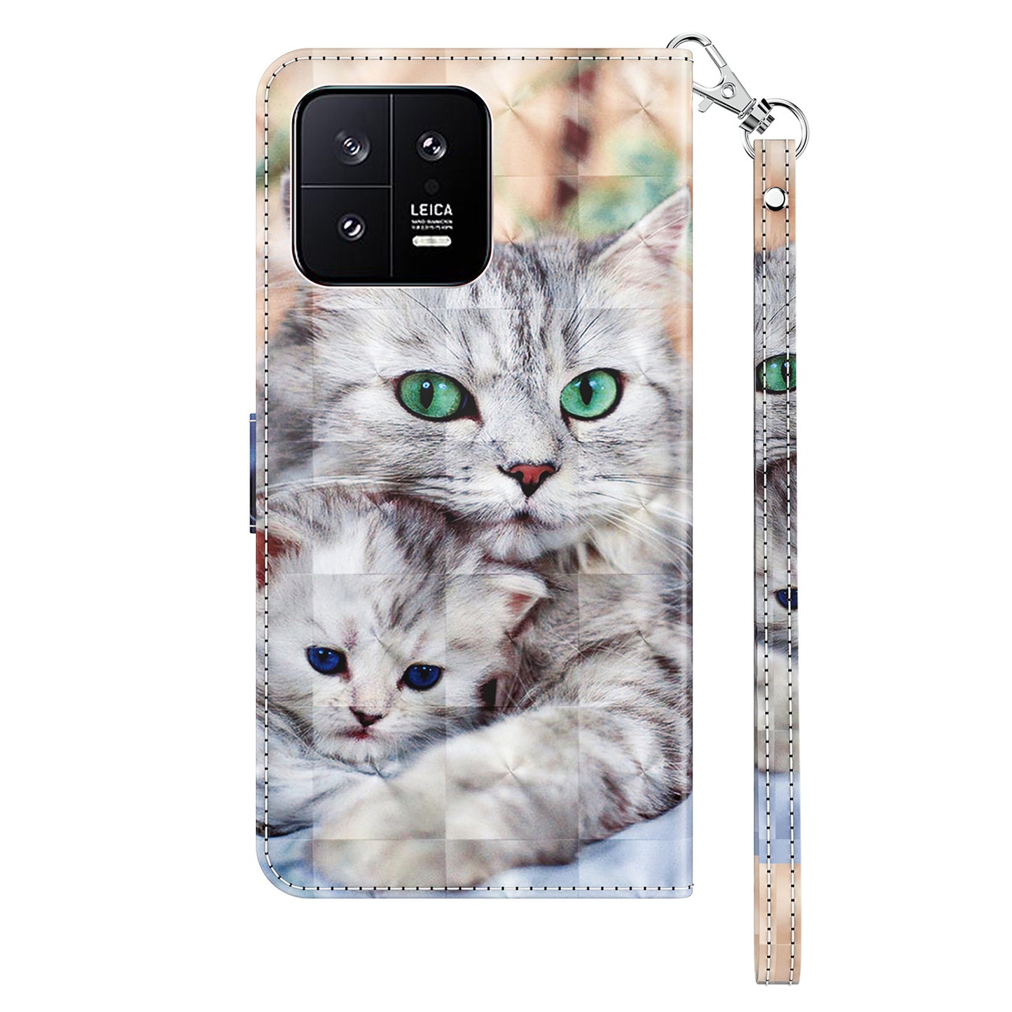 For Xiaomi 13 5G PU Leather Wallet Phone Case 3D Pattern Printing Phone Cover with Strap