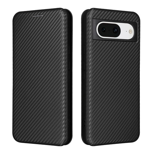 For Google Pixel 8 Carbon Fiber Texture Card Holder PU Leather Phone Case Flip Folio Stand Phone Cover