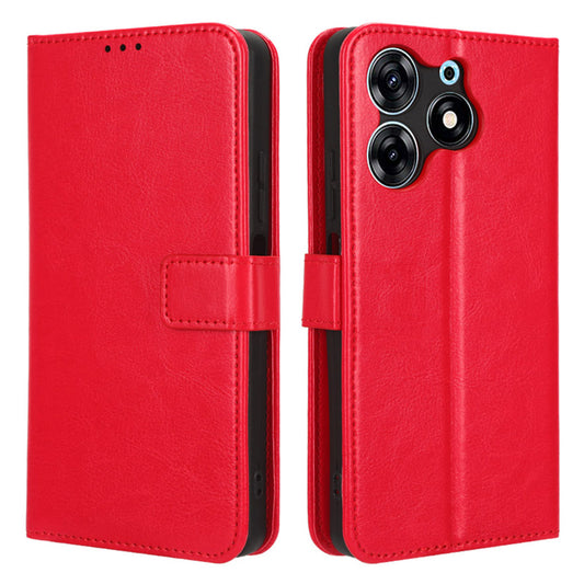 For Tecno Spark 10 Pro / KI7 PU Leather Wallet Case Crazy Horse Texture Stand Flip Phone Cover