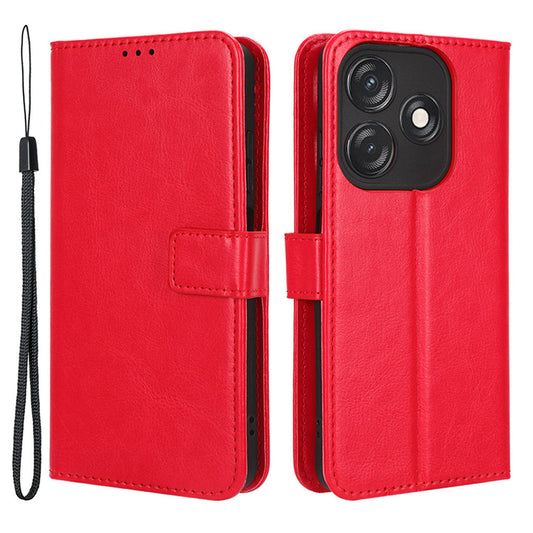 PU Leather Flip Cover for Tecno Spark 10C 4G Anti-Dorp Wallet Case Crazy Horse Texture Stand Phone Shell