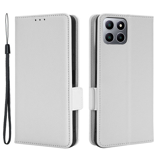 For Boost Mobile Celero 5G+ PU Leather Wallet Litchi Texture Protective Case Stand Phone Cover with Strap