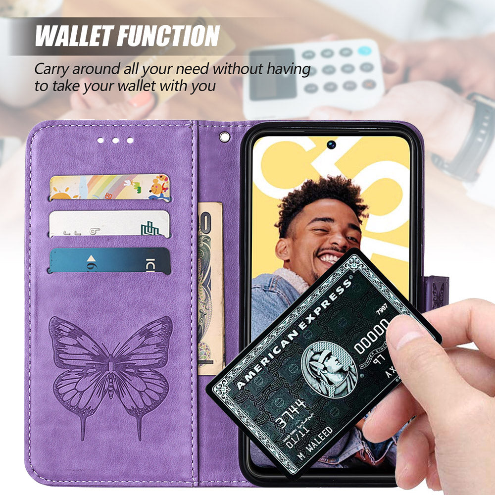 YB Imprinting Series-4 For Realme C55 Imprinted Pattern Wallet Phone Case Leather Stand Cover with Hand Strap