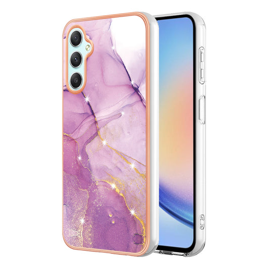 YB IMD Series-2 For Samsung Galaxy A24 4G Electroplating Cover IMD Marble Pattern Phone Case TPU Shell