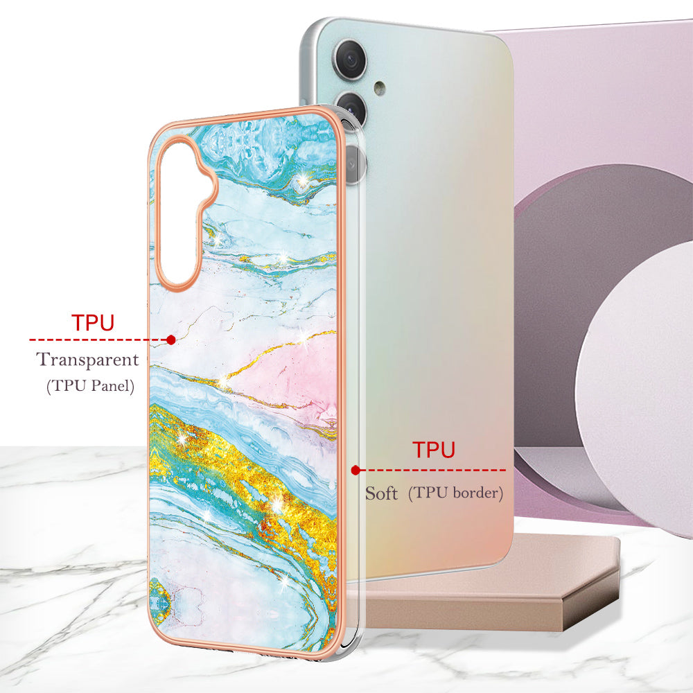 YB IMD Series-2 For Samsung Galaxy A24 4G Electroplating Cover IMD Marble Pattern Phone Case TPU Shell