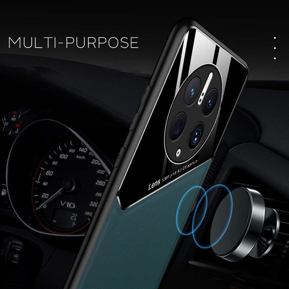 For Huawei Mate 50 Pro 4G Anti-Drop Phone Case TPU + PC + PU Leather Slim Phone Cover Support Magnetic Car Mount