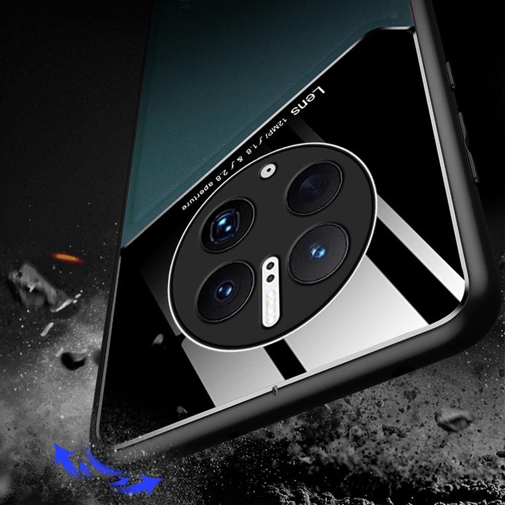 For Huawei Mate 50 Pro 4G Anti-Drop Phone Case TPU + PC + PU Leather Slim Phone Cover Support Magnetic Car Mount