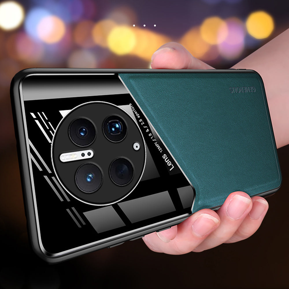 For Huawei Mate 50 Pro 4G Anti-Drop Phone Case TPU + PC + PU Leather Slim Phone Cover Support Magnetic Car Mount