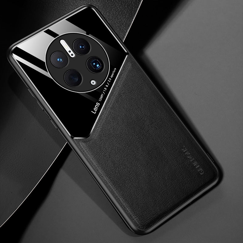 For Huawei Mate 50 Pro 4G Anti-Drop Phone Case TPU + PC + PU Leather Slim Phone Cover Support Magnetic Car Mount