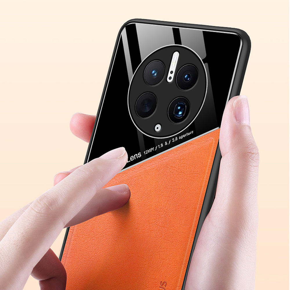 For Huawei Mate 50 Pro 4G Anti-Drop Phone Case TPU + PC + PU Leather Slim Phone Cover Support Magnetic Car Mount