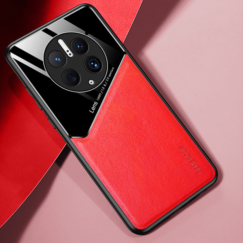 For Huawei Mate 50 Pro 4G Anti-Drop Phone Case TPU + PC + PU Leather Slim Phone Cover Support Magnetic Car Mount