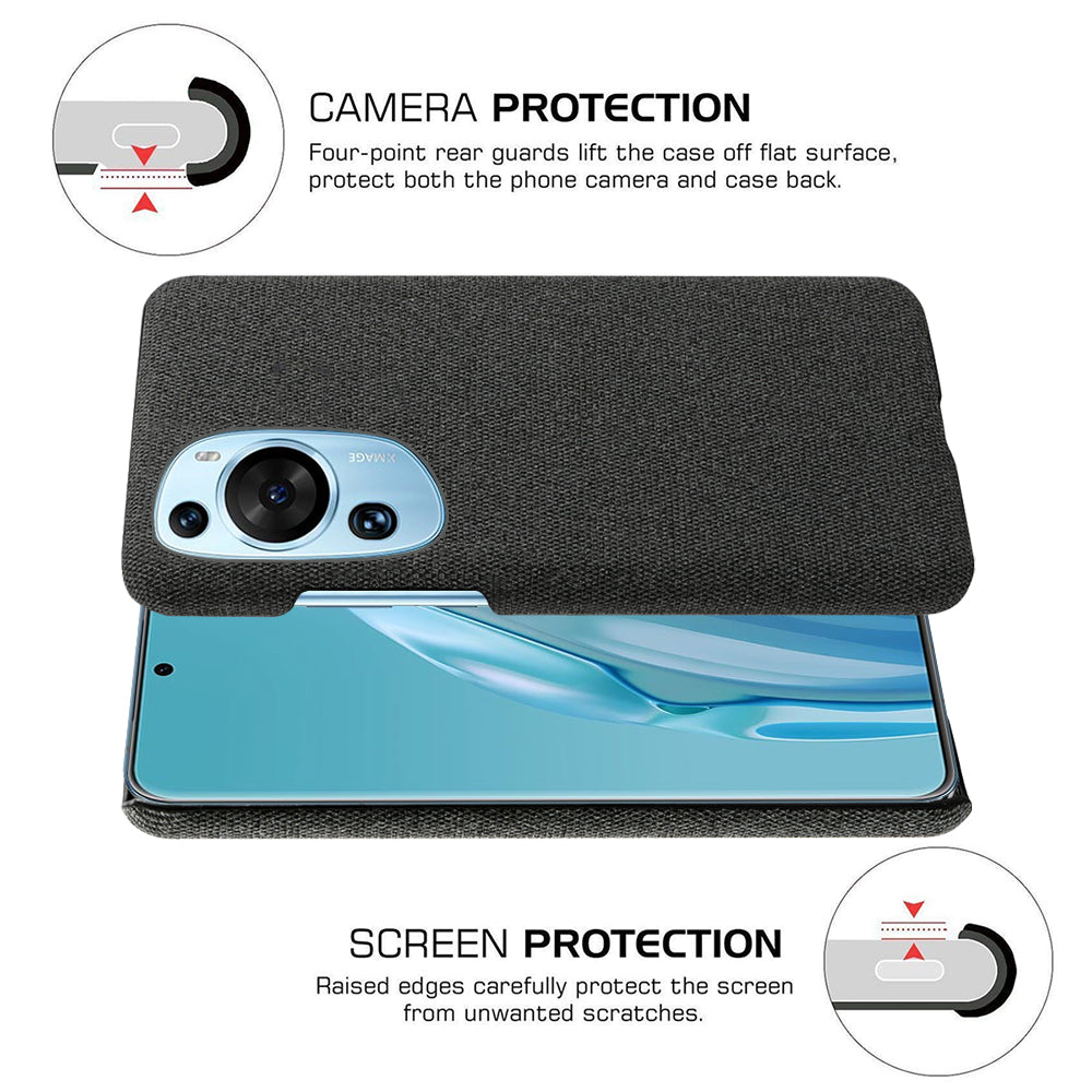 For Huawei P60 Art Non-Slip Phone Case Cloth+Hard PC Shockproof Protective Cover
