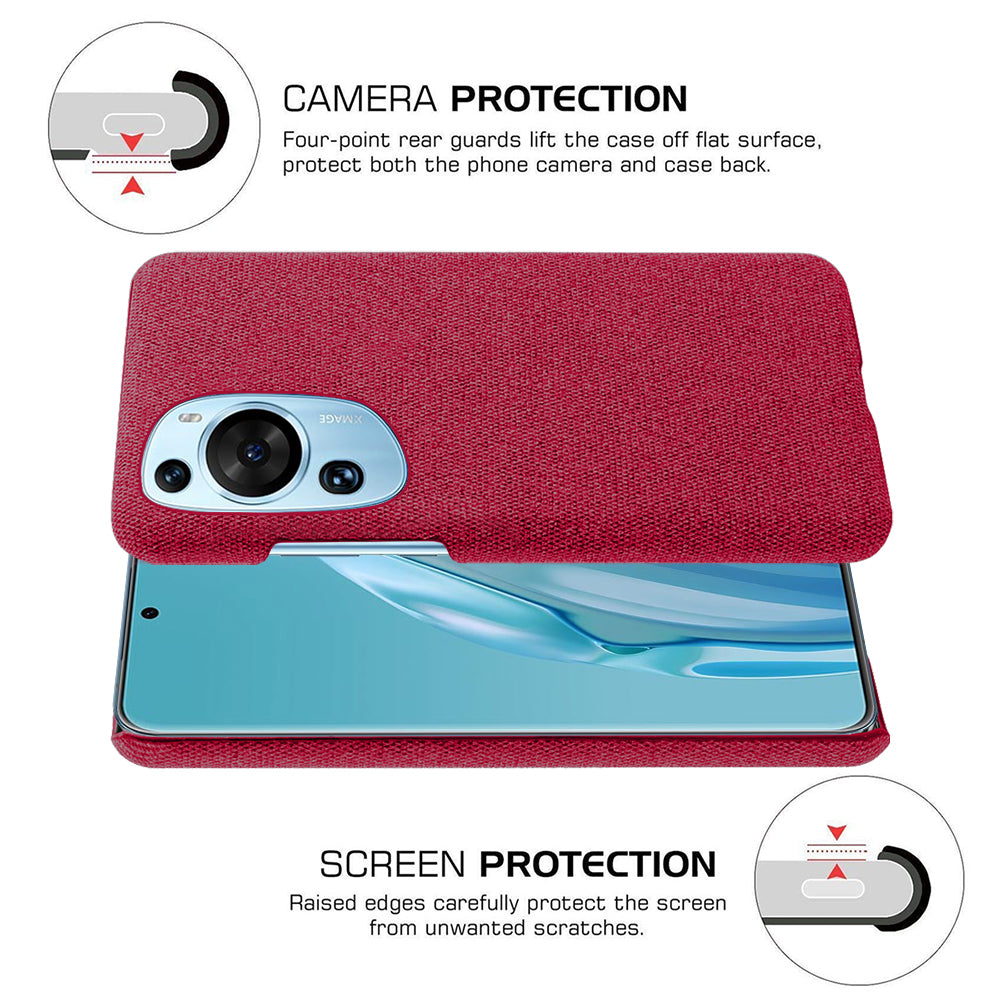 For Huawei P60 Art Non-Slip Phone Case Cloth+Hard PC Shockproof Protective Cover