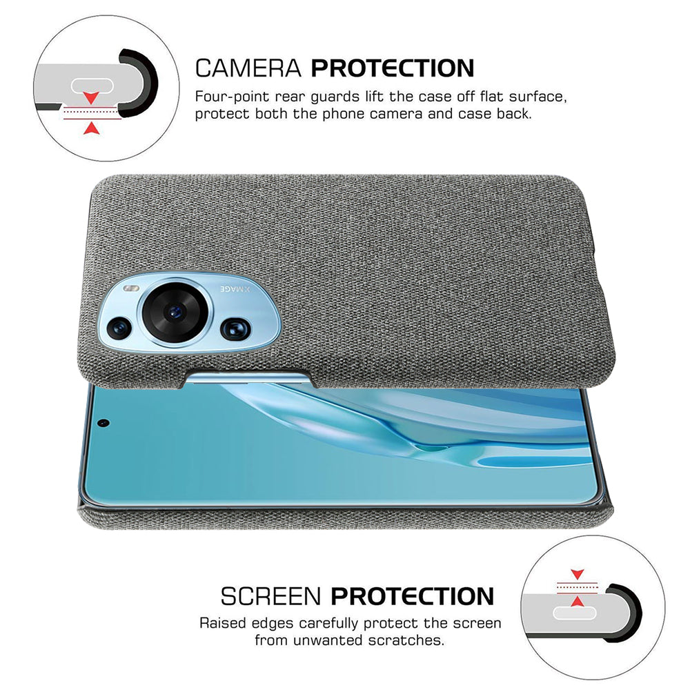 For Huawei P60 Art Non-Slip Phone Case Cloth+Hard PC Shockproof Protective Cover