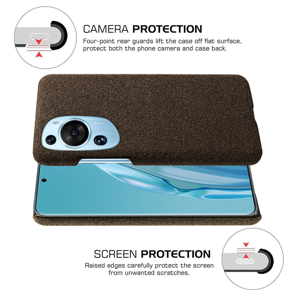 For Huawei P60 Art Non-Slip Phone Case Cloth+Hard PC Shockproof Protective Cover